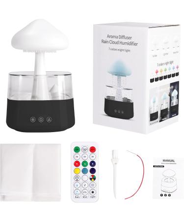 MIFXIN Cloud Rain Humidifier with 7 Colors LED Light and Aromatherapy Essential Oil Diffuser - Remote Control, Desk Fountain, Bedside Sleeping Relaxation - Black 2024 - Buy Online on GoSupps.com