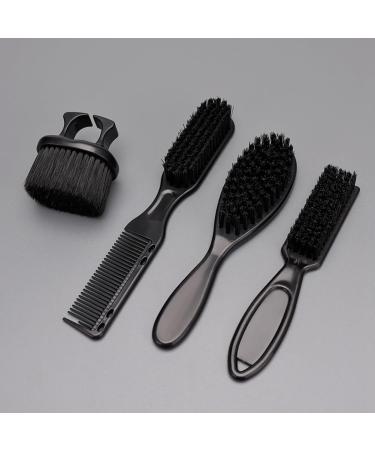 QUR 4 PCS Black Shaving Brush Set - Luxurious Professional Barber Tools for Men | International Shipping - Buy Online on GoSupps.com