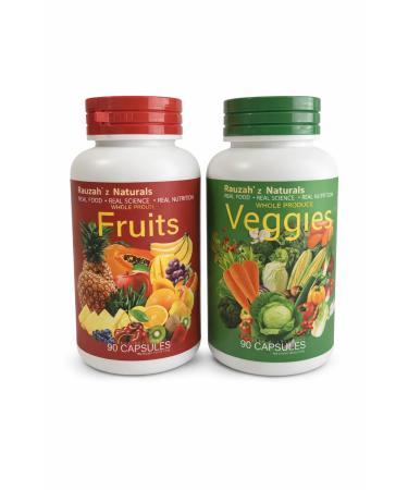 Superfood Fruits and Vegitables with Whole Food Ingredients Balance Energy Levels 90 Fruit Capsules 90 Veggie Capsules - 1 Set