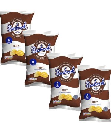 04 x Sea brook Beefy Flavour Crisps 6 x 25g - 24 Mini Bags | VIMIX - Buy Online on GoSupps.com