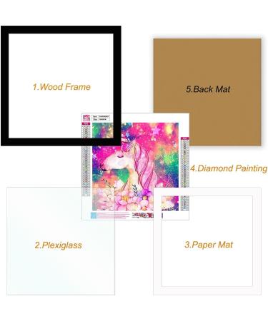 Betionol Diamond Painting Frame 12x12in Black Solid Wood w/ Acrylic Glass & Hanging Kit - Buy Online on GoSupps.com