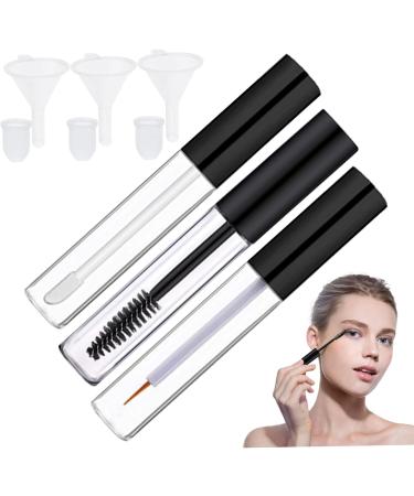 Empty Mascara Tube and Wand 3PCS 10ml Empty Lip Gloss Tubes Transparent Empty Eyeliner Tube with Rubber Inserts and Funnels for DIY Castor Oil - Buy Online on GoSupps.com
