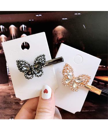 Xiwstar Alligator Hair Bangs Clips - Crystal Rhinestone Butterfly Duckbill Hairpins (2Pcs) - Hair Styling Accessories for Women & Girls - Buy Online on GoSupps.com