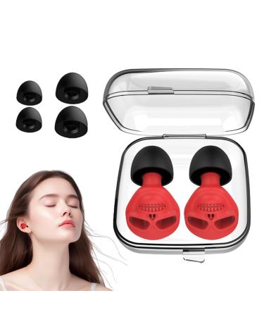 Fovolat Ear Plugs for Sleeping Skull Design Ear Plugs for Concentration Silicone Ear Plugs Soft Hearing Protection Ear Plugs for Travel Work Red