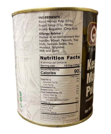 (Pack of 2) Gazab Premium Kesar Mango Pulp 850g - Sweetened - 30 oz + Free Miras 2-in-1 Measuring Spoon - Buy Online on GoSupps.com