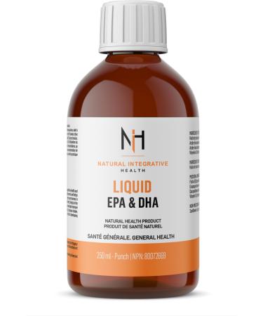 NIH - Liquid Omega-3 Fruit Punch 250ml - Heart Health Brain Function & Joint Support - High EPA & DHA No Fishy Aftertaste - Non-GMO Gluten-Free