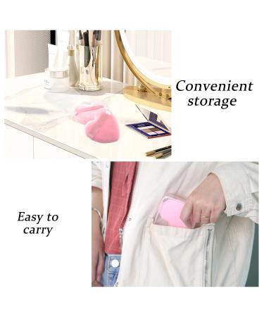 8 Pieces Washable Powder Puffs - Soft Plush Makeup Sponge Set for Face & Body | Reusable Heart & Triangle Shapes | Ideal for Loose Powder & Foundation - Pink - Buy Online on GoSupps.com