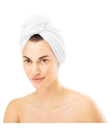 Homelevel 2x terry hair turban with button - head towel hairuch turban - 100% cotton quick -drying - 2 pieces - hair towel in white 2 white - Buy Online on GoSupps.com