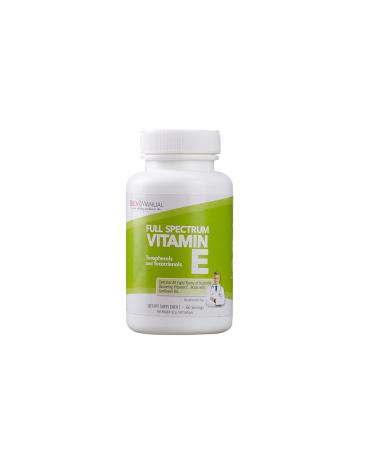Full Spectrum Vitamin E as Nature Intended | Contains All Four Alpha Beta Gamma Delta Tocopherols & Tocotrienols | Free of Gluten Dairy Soy Egg Artificial Coloring (60 Softgels)