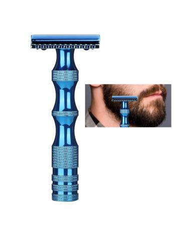 Classic Vintage Men's Razor - Non-Slip Metal Handle Double-Blade for a Thorough Shave - Blue - Buy Online on GoSupps.com