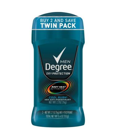 Degree Cool Rush Dry Protection Antiperspirant Deodorant Stick 2.7 oz Twin Pack (Pack of 2)
