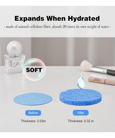50-Count Compressed Face Sponges - 100% Natural Cellulose Aesthetic Sponges for Professional Cosmetic & Spa Use - Blue - Buy Online on GoSupps.com