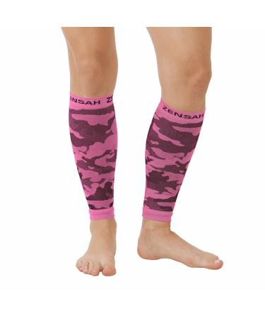Zensah Camo Running Compression Leg Sleeves - Relieve Shin Splints Reduce Calf Cramps Small Magenta