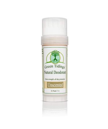 Green Tidings Natural & Unscented Deodorant | 2.7oz 1 | Pack Vegan  Organic Deodorant for Men and Women  Fragrance Free & Aluminum Free Deodorant  Underarm Antiperspirant 2.7 Ounce (Pack of 1)