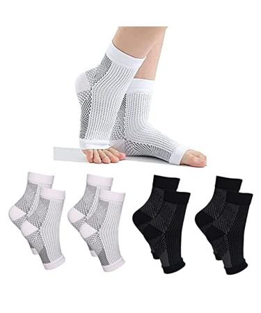 VQRZG Neuropathy Socks for Women and Men, 4Pairs Soothe Relief Compression Socks, Ankle Brace for Plantar Fasciitis Sleeve Soothe (L/XL) Large-X-Large