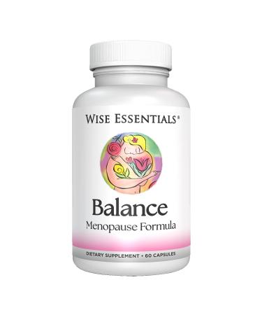 Wise Essentials Hormone Balance Menopause and Perimenopause Supplement with phytoestrogens to Support for Hot Flashes Stress Bloat Night Sweats Moodiness Energy and More. 60 Vegan Capsules