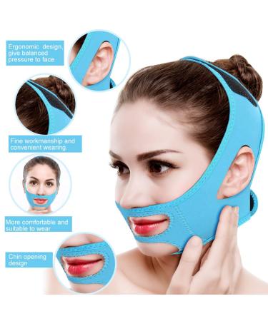 Facial Slimming Mask & Lift Face Belt - Adjustable Double Chin Removal Bandage - Tighten Skin & Weight Loss Solution (Blue) - Buy Online on GoSupps.com