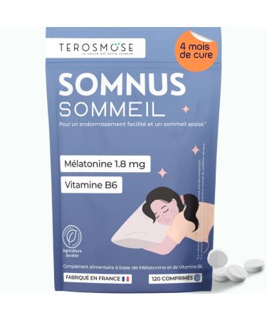 Somnus M latonine 1 8 mg Compl ment naturel sommeil Magn sium marin & Vitamine B6 Aide l endormissement & relaxation 120 comprim s Fabriqu en France