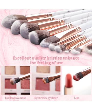 HEYMKGO Make Up Brushes 10 Piece Brush Set Makeup with Makeup Sponge and PU Leather Brush Bag Makeup Brush Set Kabuki Makeup Brushes Foundation Blending Cosmetic Brush Makeup Kit (Marble White) - Buy Online on GoSupps.com