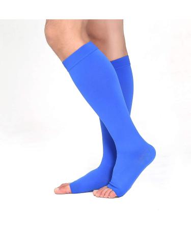 TOFLY Medical Compression Stockings 20-30 mmHg Knee High Socks Blue - L | Open Toe 20-30mmHg Compression - Buy Online on GoSupps.com