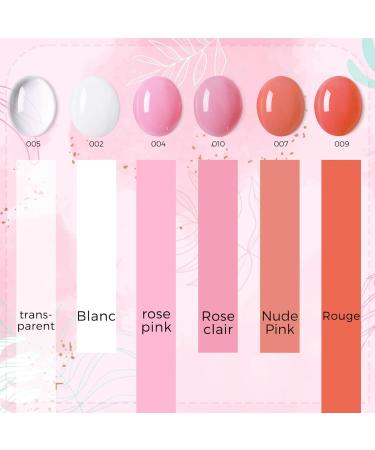 Mobray Pink Clear Poly Nail Gel Kit - 6 Color Builder Set for Beginners | Includes Slip Solution, Base & Top Coat | Nail Art Starter Kit - Buy Online on GoSupps.com