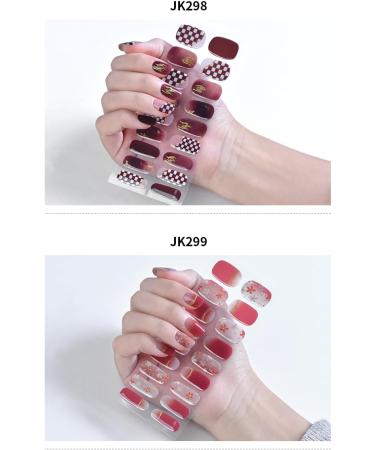 INTEROOKIE Semi cured gel nail sticker Waterproof and durable UV nail sticker sticker Removable and wearable nail sticker (JK297) - Buy Online on GoSupps.com