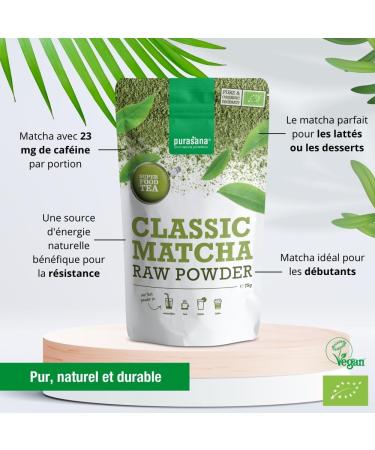 Purasana Poudre de Matcha Bio - 75g Matcha du Japon 100% Biologique Superaliment Vegan pour Th s Smoothies & Latt s Certifi Bio - Buy Online on GoSupps.com