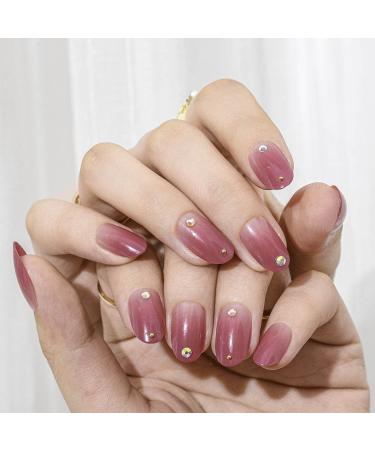 Shop Bohend Pink Short Oval False Nails - 24Pcs Shiny Gradient Full Cover for Women & Girls | International Shipping Available - Buy Online on GoSupps.com