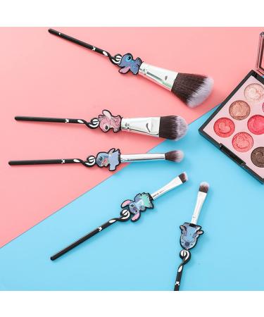 Boyigog 5Pcs Stitch Makeup Brushes with Storage Bag - Portable Brush Set for Powder, Eyeshadow, Blushes, Lips - Lovely Stitch Theme Gift for Girls and Women - Buy Online on GoSupps.com