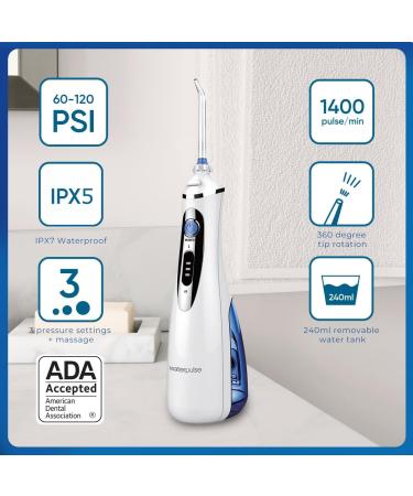 Water Silk Teeth Cleaner - Cordless Oral Shower Electrical Dental Floss with 4 Jet Tips 240ml Tank USB Rechargeable for Travel & Home - White V400 Plus - Buy Online on GoSupps.com