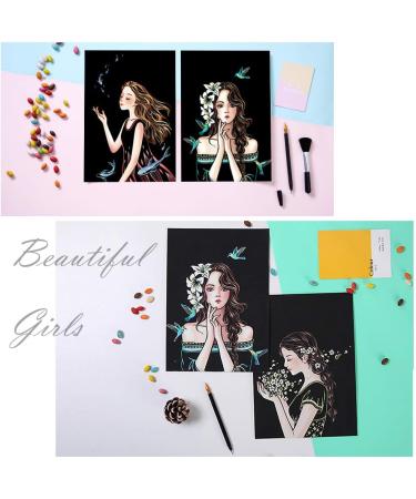 Scratch Art Rainbow Painting Paper - DIY City Crafts for Women, Engraving Art for Kids & Adults - Easter & Christmas Birthday Gift Set - 8 Sheets - Fireworks & Girls - Buy Online on GoSupps.com