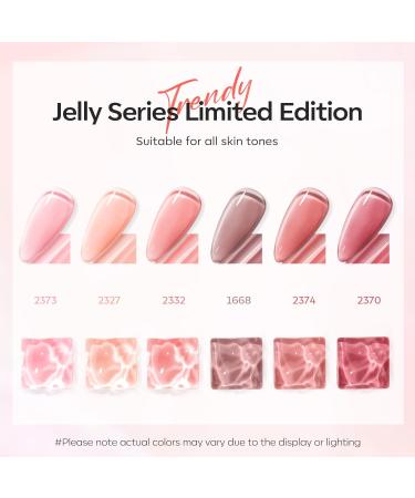 Modelones Jelly Gel Nail Polish 6 Colors Nude Gel Polish Milky White Pink Red Gel Neutral Nail Art Design Translucent Gel Nail Kits Soak Off LED Nail Gel Manicure DIY Salon Jelly Pink Red - Buy Online on GoSupps.com