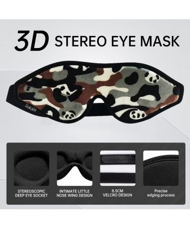 Luxury 3D Contoured Eye Mask for Men & Women | Soft Fluffy Sleeping Mask with Nose Cover | Block Light Eye Patches | Panda Pattern - Buy Online on GoSupps.com