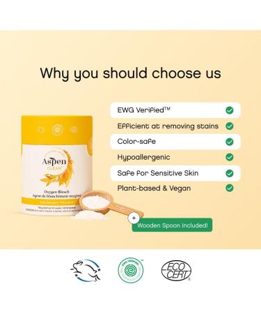 Unscented Oxygen Bleach Powder & Color Safe Stain Remover - EWG Verified Vegan Eco-Friendly - AspenClean - 45 Loads - Buy Online on GoSupps.com