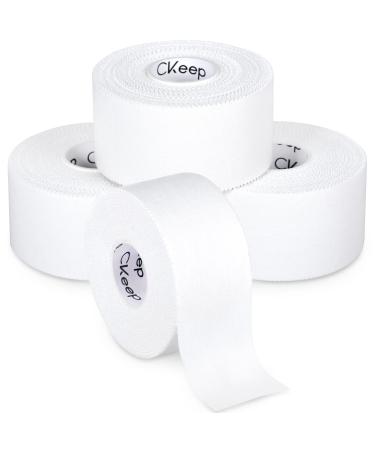 CKeep White Athletic Tape (4 Pack), 45ft Per Roll, Easy to Tear and No Residue, Sport Tape for Strains and Sprains, Hypoallergenic and Breathable Awhite