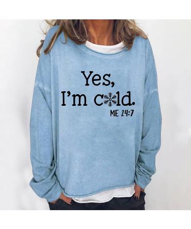 Ganfancp Women's Crewneck Sweatshirt - Winter Long Sleeve Comfy Pullover Merry Christmas Print - Blue Medium - Buy Online on GoSupps.com