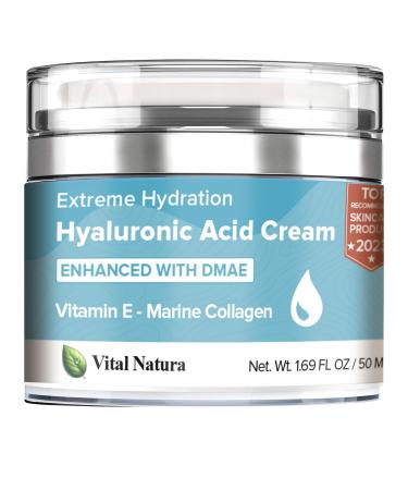 Hyaluronic Dmae Lift Firm Skin Cream Face Moisturizer with Marine Collagen Helps Reduce Fine Lines and Wrinkles 1.69 Ounce