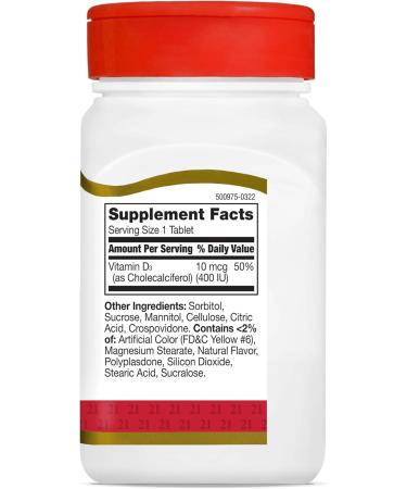 21st Century Vitamin D 400IU Orange Chewable Tablets 110 Count (2 Pack) - Buy Online on GoSupps.com