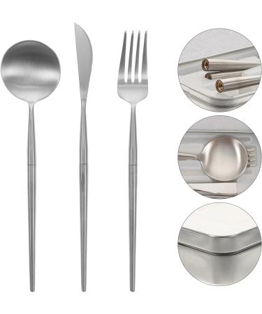 Kichvoe 1 Set Eating Utensils Serrated Bread Portable Camping Forks Stitching Stainless Steel Spoon Travel Silver - Buy Online on GoSupps.com