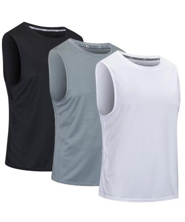 CIMIC 3 SPACK TOP TOP Men's Sport Muskelshirts Fast -dry breathable anti -active anti with reflective stripes casual fitness L 7 black gray white