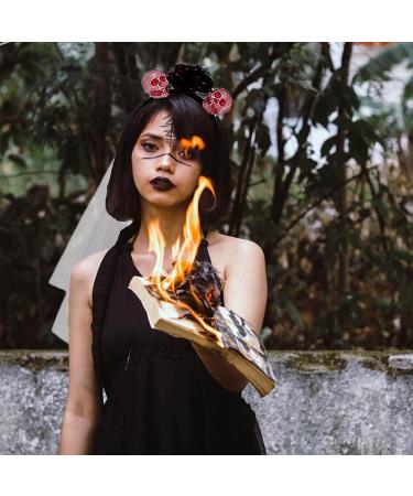 IYOU Halloween Skull Headbands Flower Black Veil Hair Band Bloody Print Cosplay Dress Up Carnival Hair Hoop Accessories for Women and Girls - Buy Online on GoSupps.com