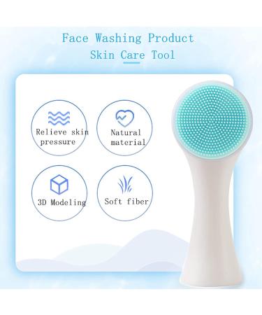 2-in-1 Silicone Face Cleaning Brush - 3D Dual Scrubber for Deep Pore Peeling & Makeup Massage - Soft Bristles for All Skin Types - Blue - Buy Online on GoSupps.com