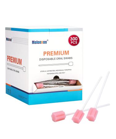 300 Pcs Oral Swabs-Unflavored & Sterile Disposable Dental Swabsticks for Mouth Cleaning- Individually Wrapped (Blossom Pink)