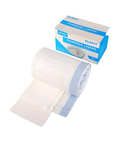 PLSFIT Commode Liners with Absorbent Pads, 20 Count Medical Grade Bedside Commode Liners Disposable for Adult Commode Chair Portable Camping Toilet Bags,Universal Fit