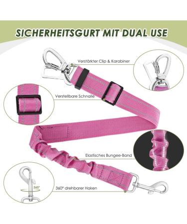 Slowton Dog Harness with Safety Belt for Car - Breathable Light Pink Seat Belt with 2 Carabiner Hooks | Medium Size - Buy Online on GoSupps.com