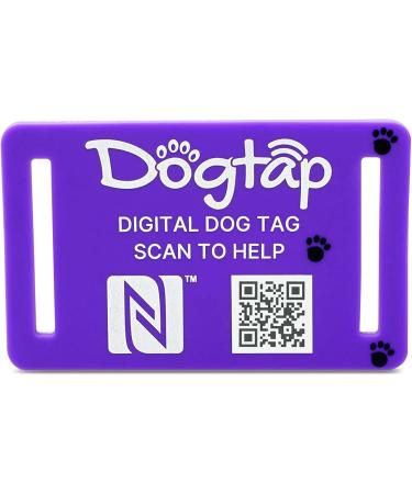 DogTap Light Big - Waterproof Silicone Dog Tag for Medium to Large Dogs | NFC & QR Code | Purple (67 x 40 mm) - Buy Online on GoSupps.com