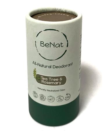 All Natural Deodorant Plastic Free For Women & Men Tea Tree & Rosemary Aluminum Free Gluten Free & Cruelty Free 24 Hour Long Lasting Protection Zero Waste Eco Friendly Products. 3 oz.