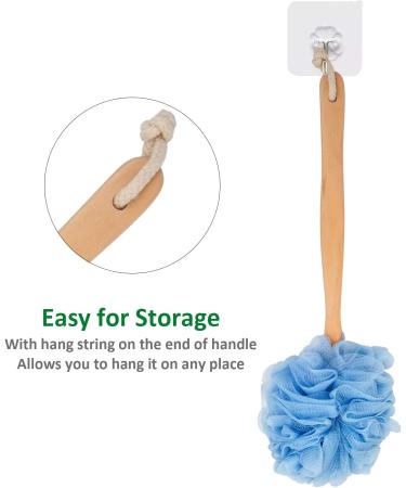 Arswin Loofah Back Scrubber for Shower | Long Handle Bath Sponge | Exfoliating Luffa Pouf on a Stick | Soft Nylon Mesh Cleaner | Women & Men | Blue - Buy Online on GoSupps.com