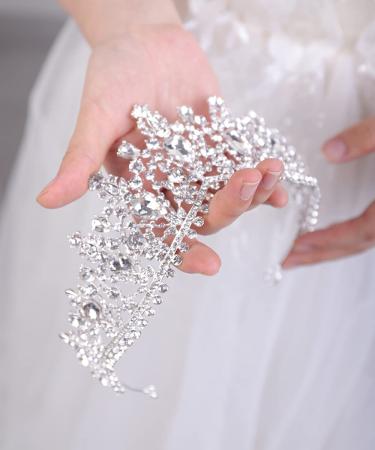 JWICOS Crystal Pearl Queen Tiara - Sparkling Headpiece for Women and Girls (Silver) - Buy Online on GoSupps.com