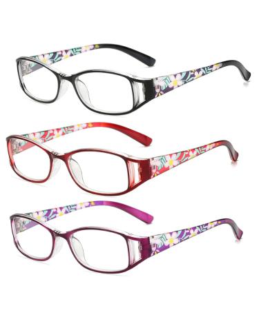 TBHOME 3 Pack Women Blue Light Blocking Computer Reading Glasses Fashion Printed Portable Reader Ultra-Light PC Frame/a/1.5 1.5 A